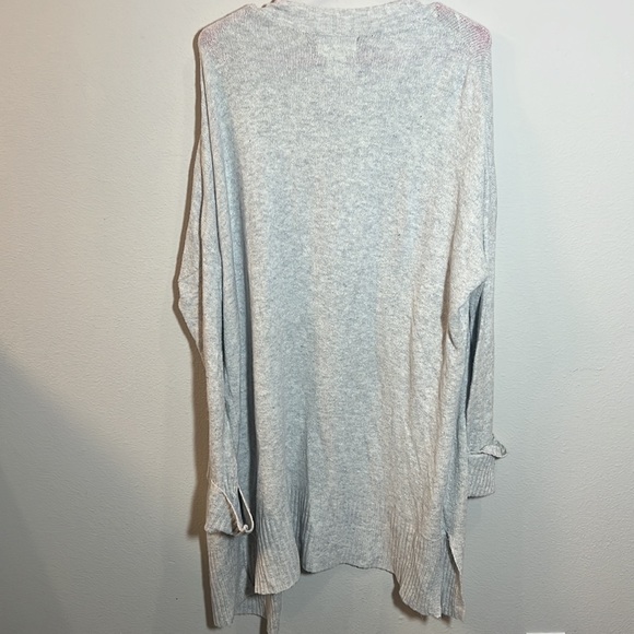 Ruby Moon Open Front Long Knit Cardigan Sweater Light Gray Large - Picture 5 of 5